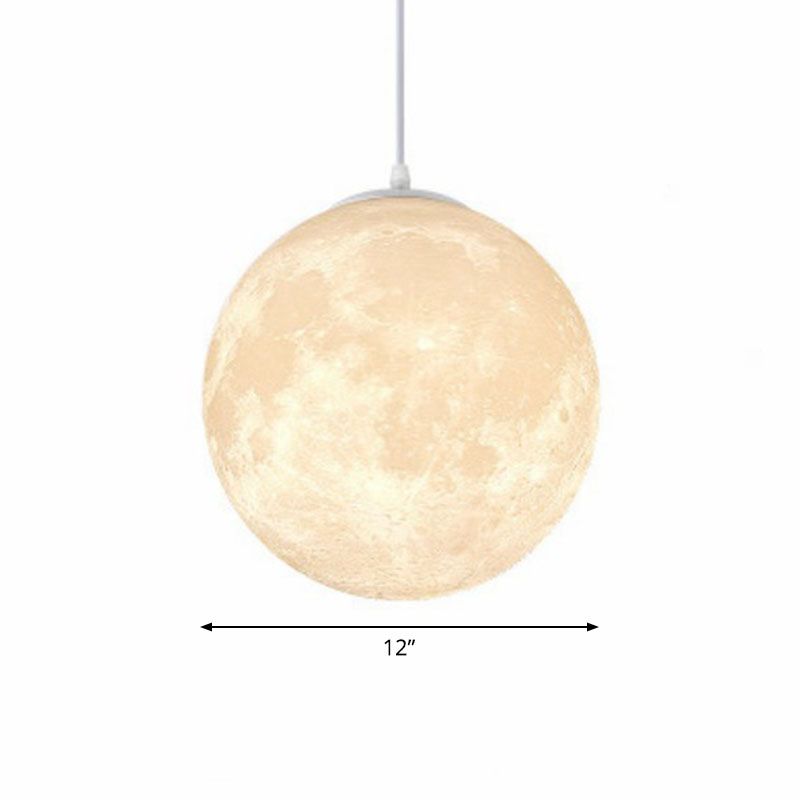 Moon Restaurant Suspension Lamp Metal Artistic LED Hanging Ceiling Light in White
