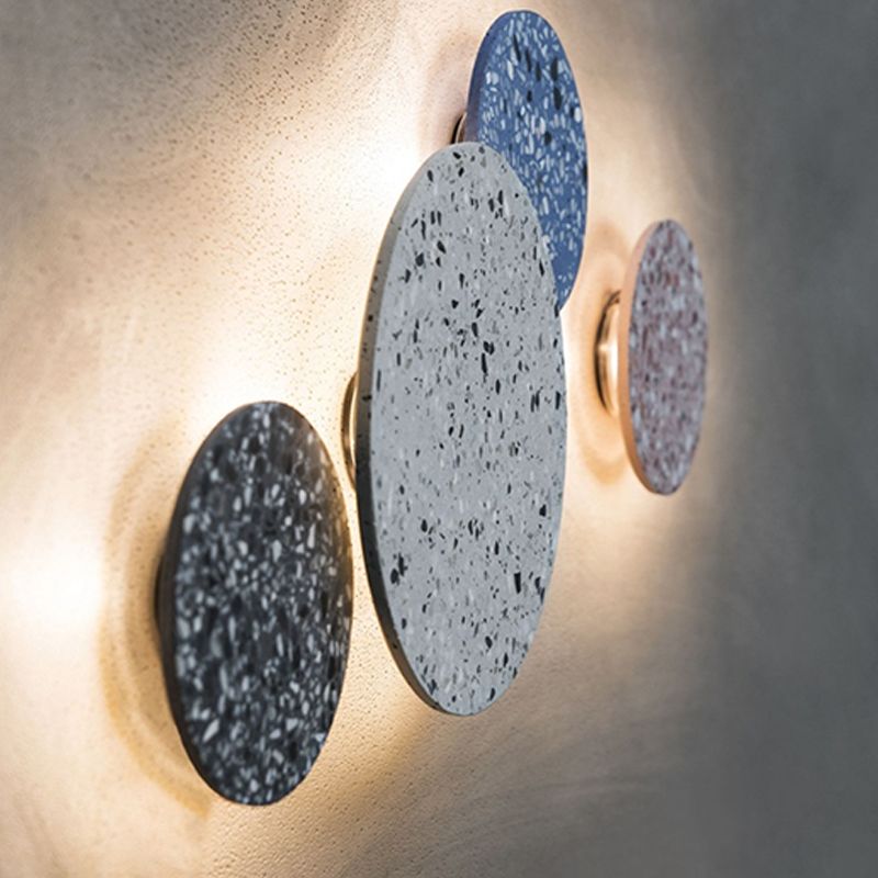 Modern Simple Stone Wall Light Colorful Marble Round Shape LED Wall Lamp for Living Room