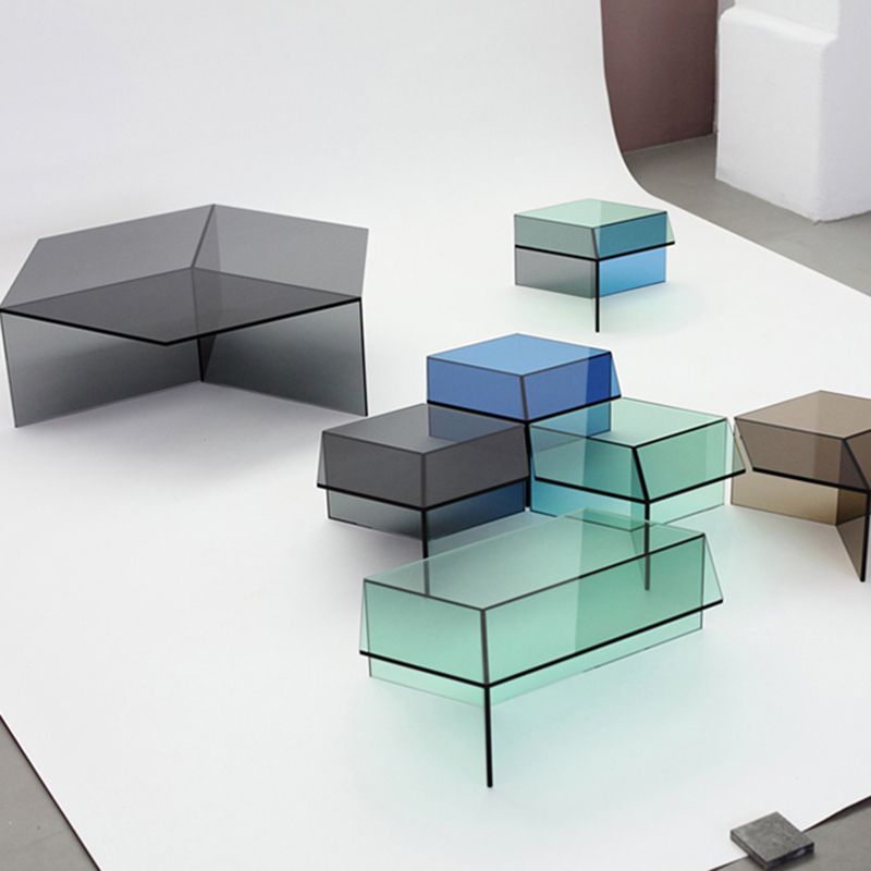 Geometric Clear Acrylic Coffee Table Modern Colored Cocktail Table