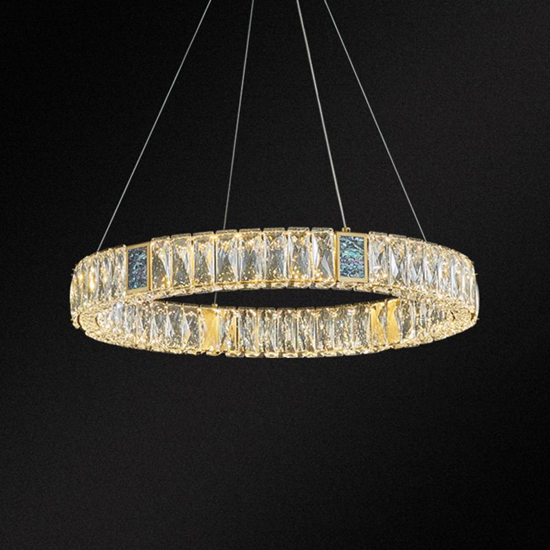 Round Shade Hanging Light Modern Style Crystal Pendant Light for Dining Room