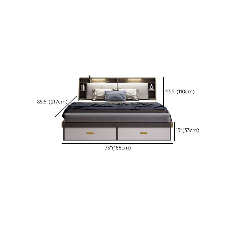 Contemporary Wood Bed Frame Solid Color Standard Bed with Lift Up Storage