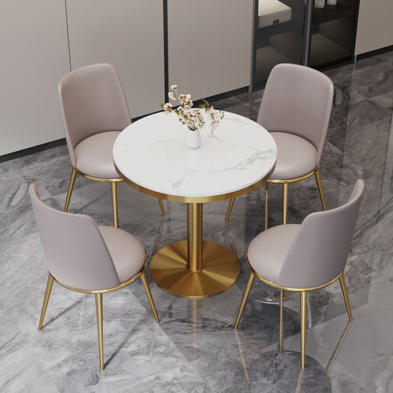 Traditional Luxury Round Dining Table Sintered Stone Dining Table with Pedestal Base
