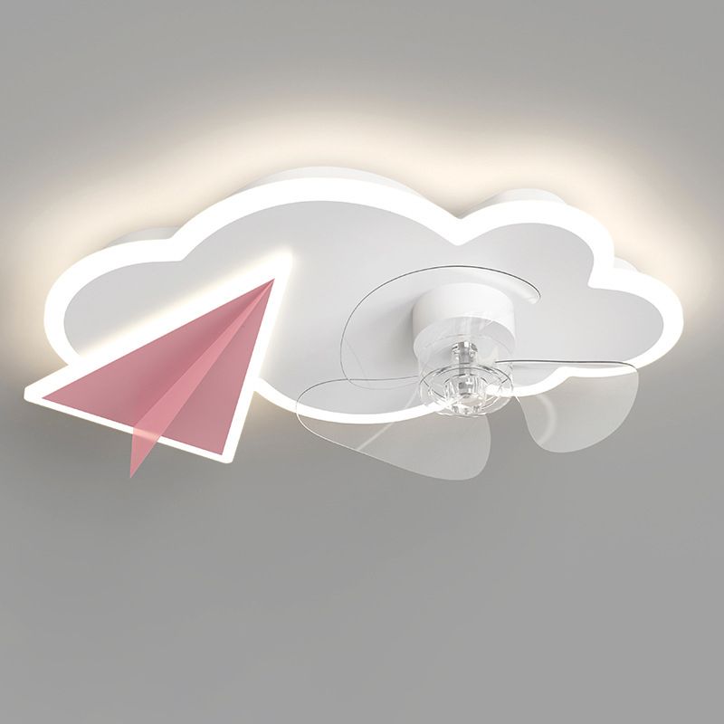 Ventilador de techo circular minimalista de moda Luz de acrílico para niños LED LED SEMI FLUSH LUCH