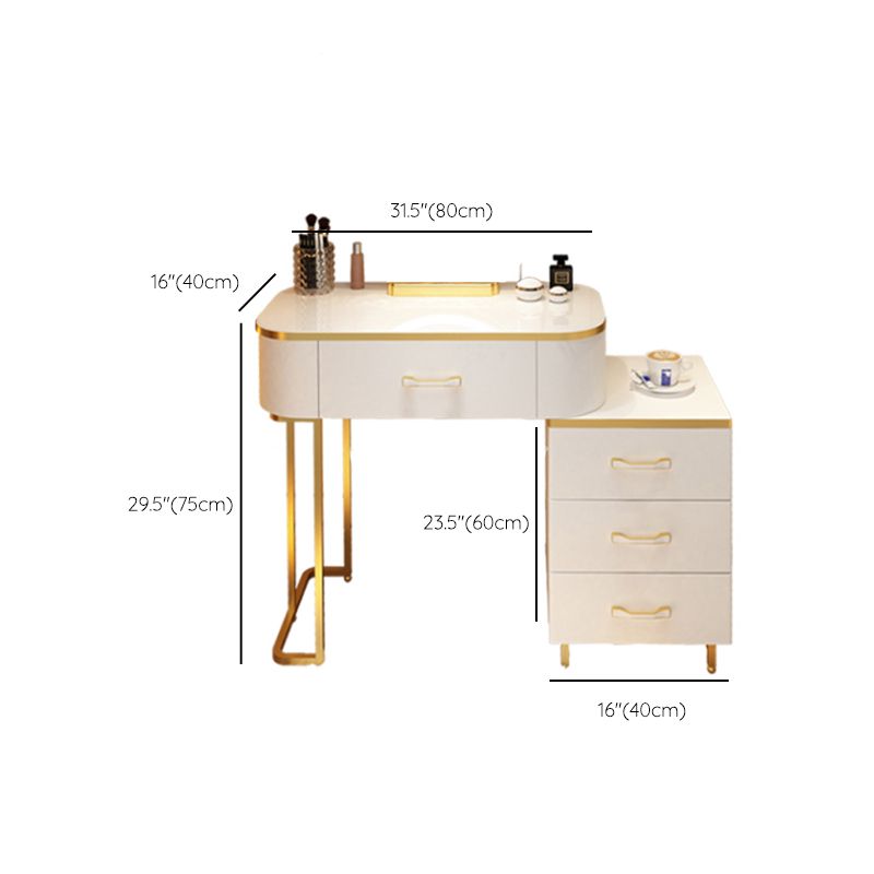 Wooden Makeup Vanity Desk Lighted Mirror Dressing Table Stool Set with Drawer