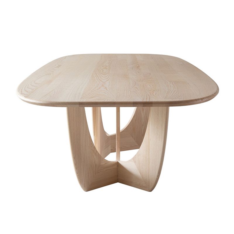 Table moderne en bois de pin pour table à manger de restaurant avec base à double piédestal