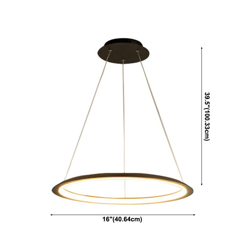 1 Light Round Hanging Light Modern Style Metal LED Hanging Light Fixtures
