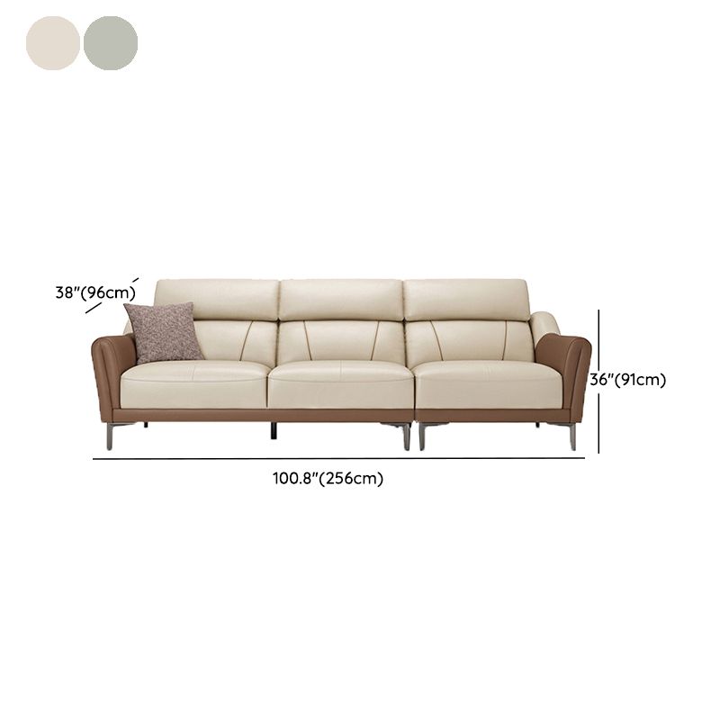 37.8"W Genuine Leather Square Arm Sectionals Sofa, Modern Chesterfield Sectionals