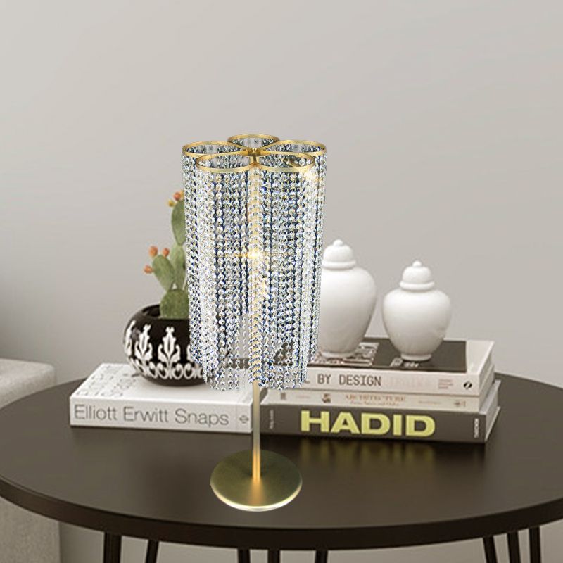 Crystal kralen Tassel drape tafel licht modernistische 1-licht hotel nachtstandaard lamp in goud