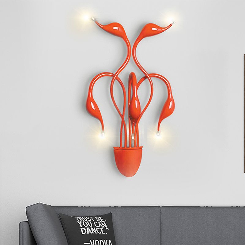 Metal Swan Wall Mount Leichte Nordik 3/5 Lichter Schwarz/weiß/weiße LED -Wandleuchten für Wohnzimmer