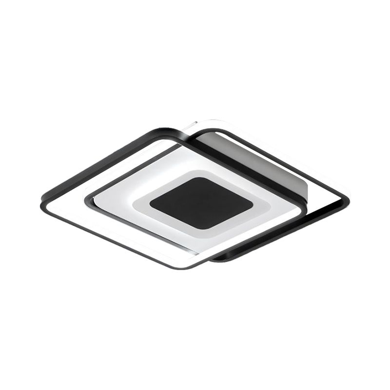 Black Overlapping Flush Light Minimalism LED Metallic Flush Mount Fixture, 18"/21.5" Width