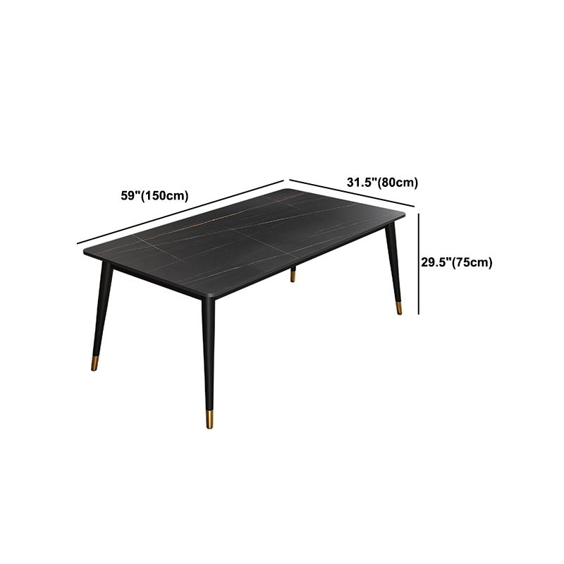 Modern Stone Top Dinette Set 1/2/4/5/7 Pieces Rectangle Dining Table Set in Black