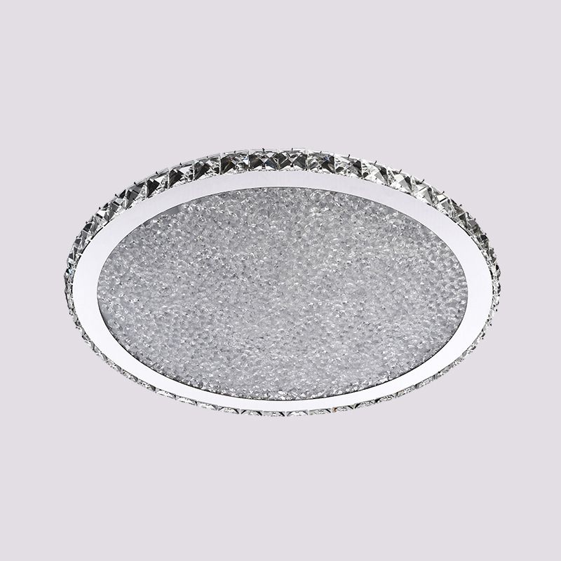 Disc LED Flush Light Fixture Simple Style Crystal Bedroom Ceiling Mounted Light in Chrome