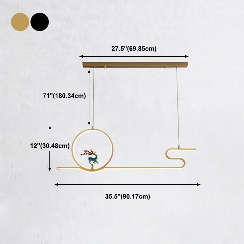 Estilo contemporáneo Luces colgantes de forma lineal Metal Lighting de 2 luces