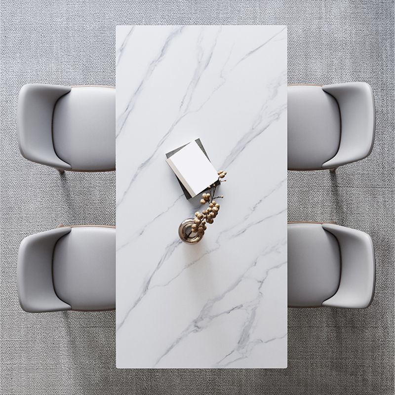 Medieval Modern Sintered Stone Table for Restaurant Rectangle Table with 4 Wood Legs