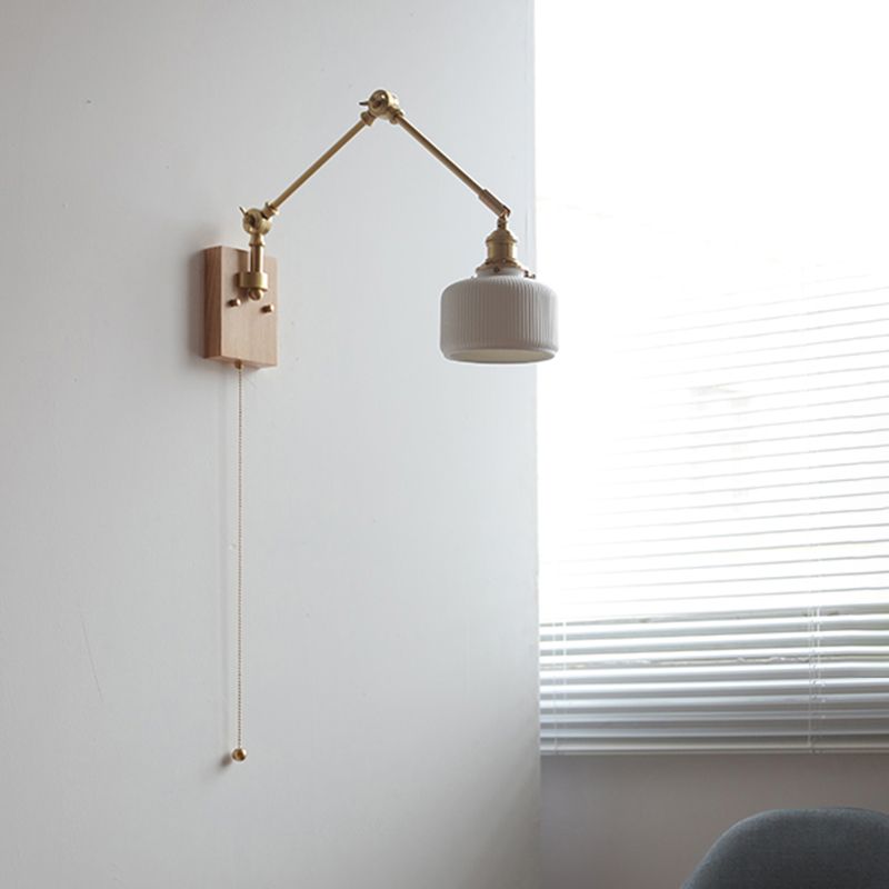 Swing Arm Wall Lamp Modern Ceramic Sconce Lighting for Bedroom