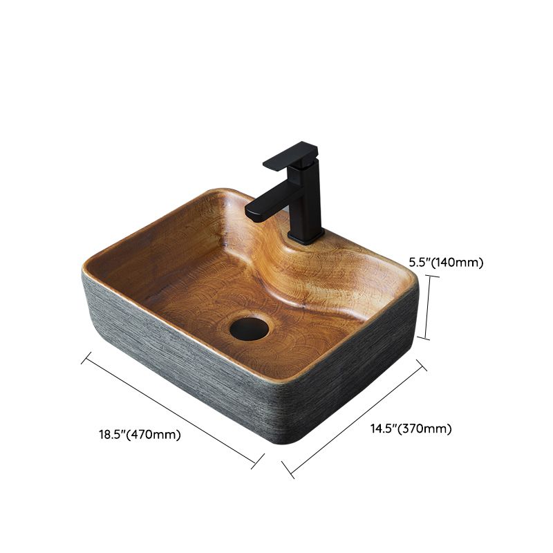 Brown Oval-shape Trough Bathroom Sink Modern Trough Bathroom Sink