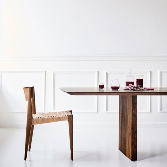 Moderne dennenhouttafel voor restaurant rechthoek eettafel met dubbele voetstuk