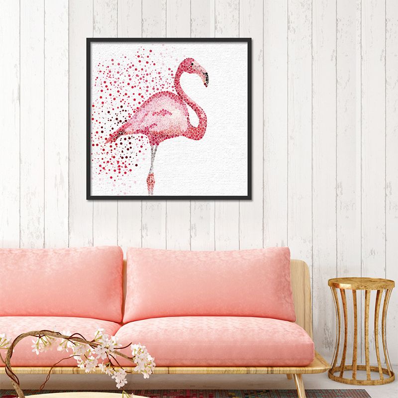 Tropical Flamingo Canvas Print in Pink Living Room Wall Art Decor, Textured Surface