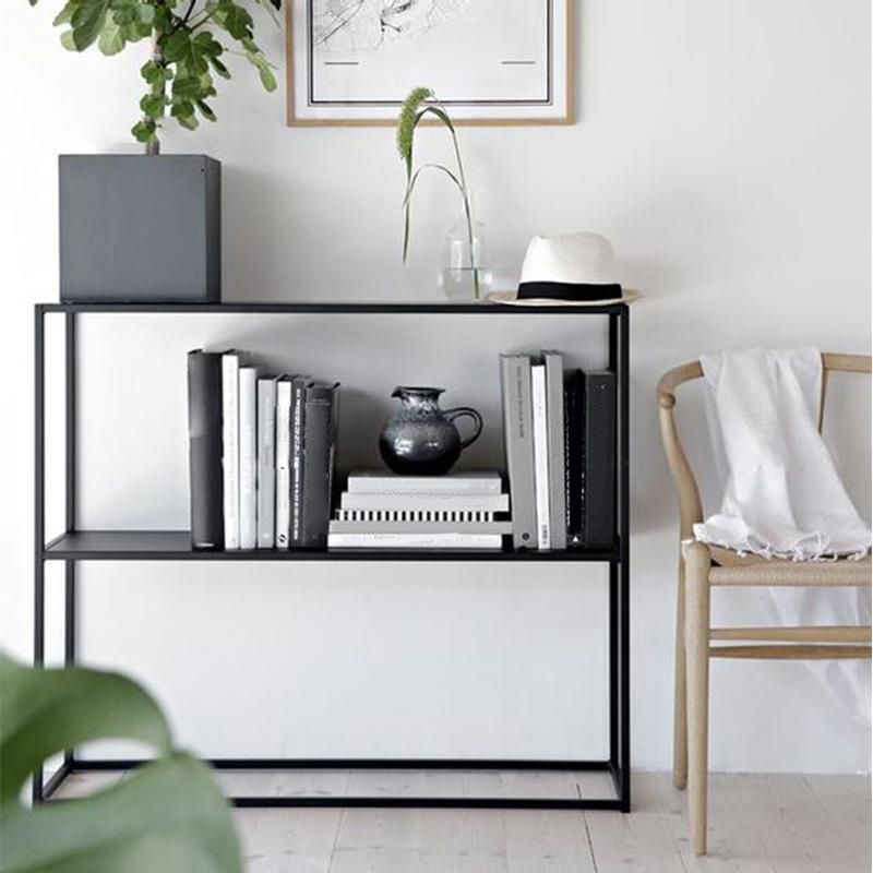 Contemporary Iron Console Sofa Table Rectangle Console Accent Table with Shelf for Hall