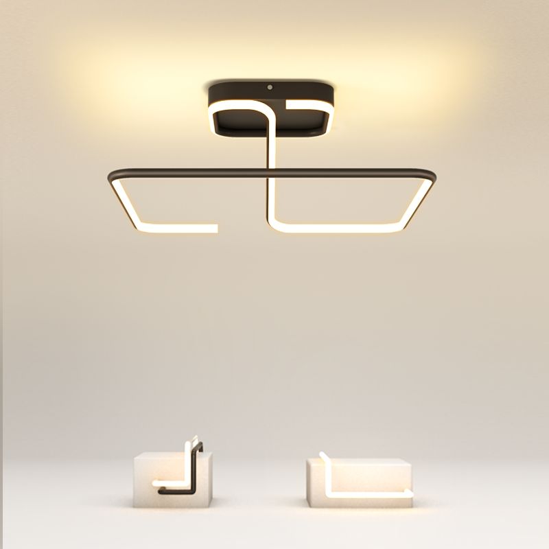 Squared Ceiling Mounted Fixture Modern Style LED Aluminum Ceiling Lighting