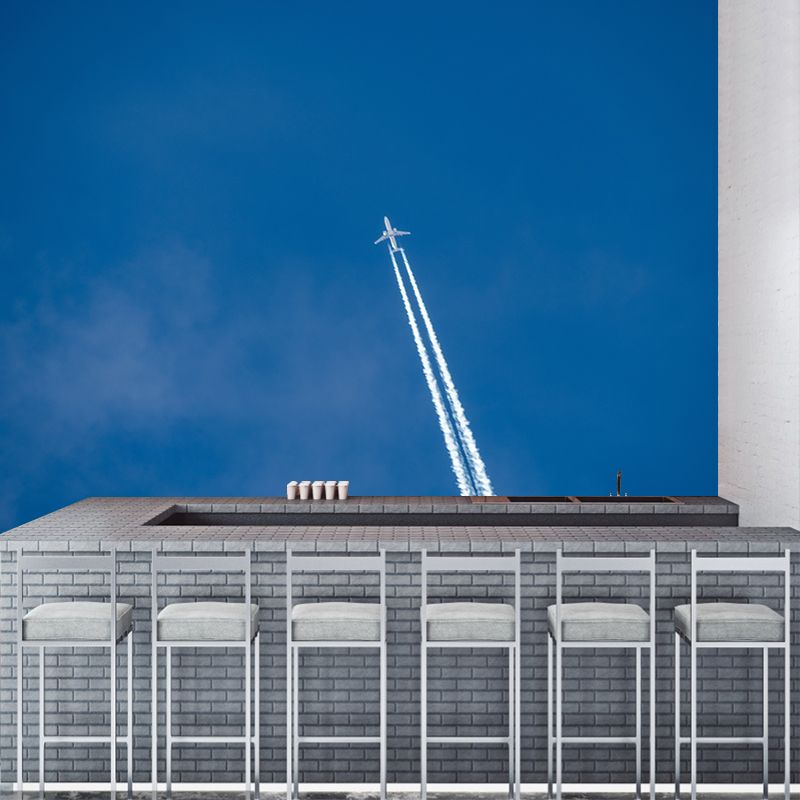 Modern Style Airplane Mural Decal Water Resistant Decor for Meeting Room