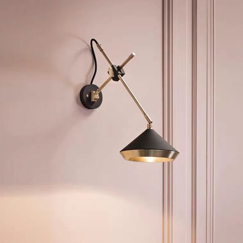 Postmodern Wall Light Fixture with Metallic Shade for Sitting Room