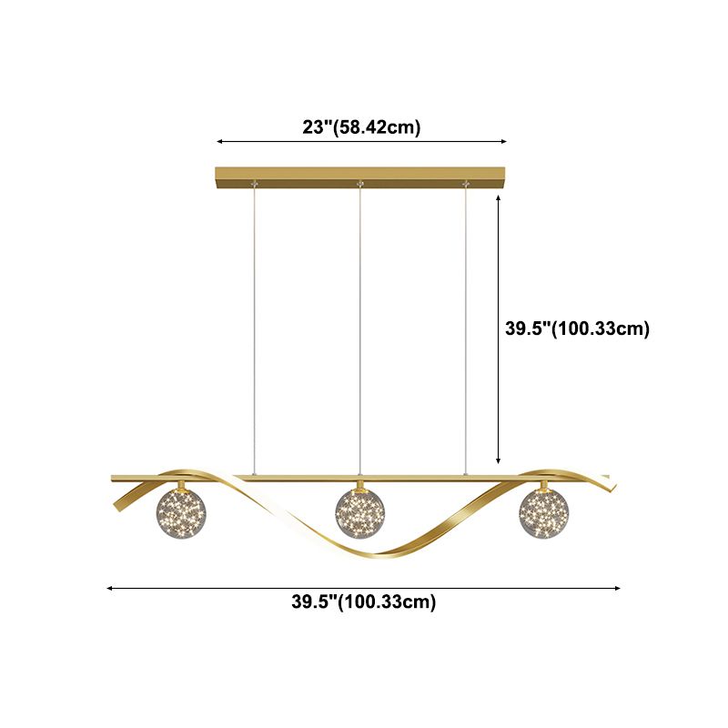 Nordic Light Luxury Simple Contemporary Style LED Hanging Island Pendant Light for Dining Room Bar