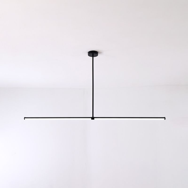 Modern Linear LED Island Light 1-Head Restaurant Pendant Lamp with Acrylic Shade