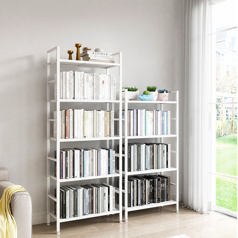 Modern White/Grey Metal Bookshelf Standard Vertical Open Shelf Bookcase