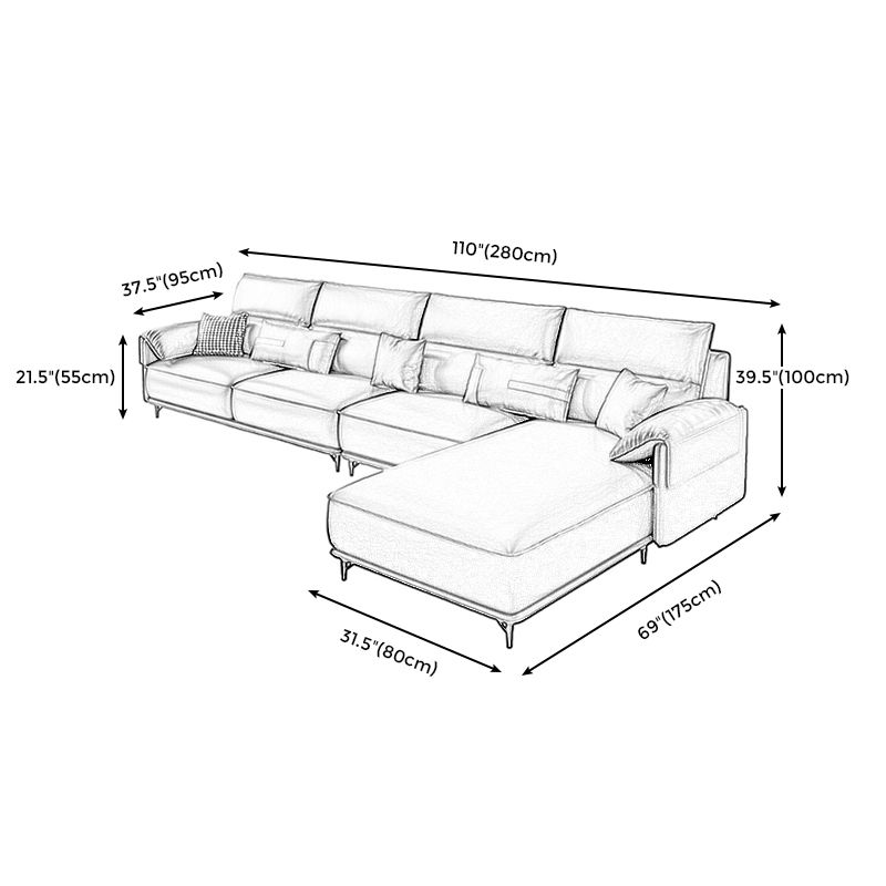 Pillow Top Arm Pillowed Back Cushions L-Shape Sectional Sofa with Chaise