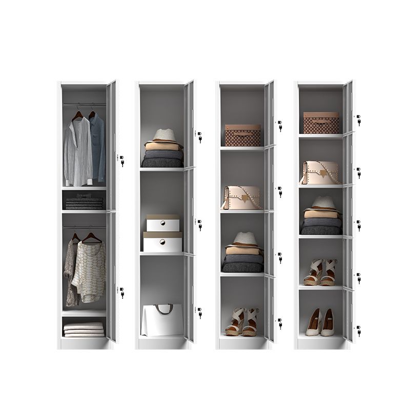 Grey and Black Non-Hanging Armoire Modern Metal Storage Cabinet with Doors