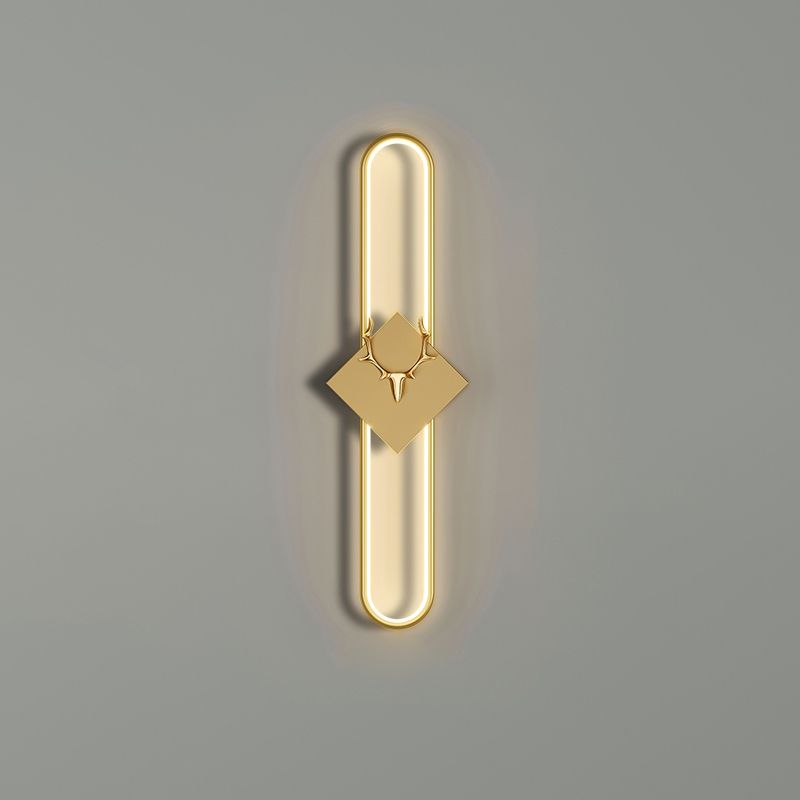 Metal Oval Wall Light Nordic Style LED Wall Sconce with Antlers for Living Room