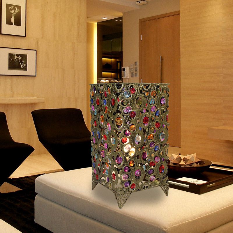 Metal Brass/Bronze Table Lamp Rectangular 1 Head Art Deco Nightstand Lighting for Living Room