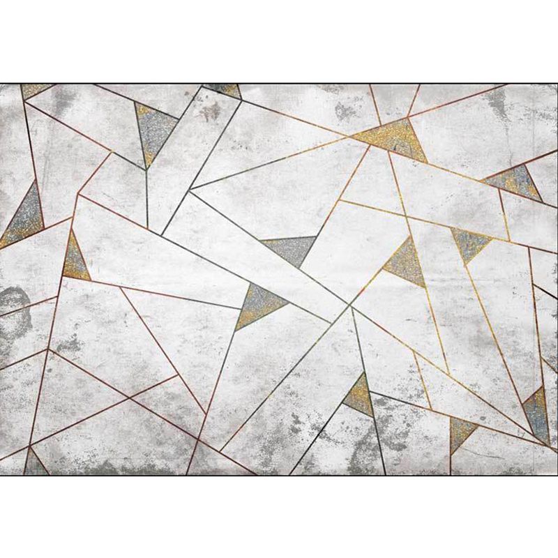 Decorative Geometry Pattern Area Rug Grey Nordic Rug Polyester Washable Non-Slip Carpet for Living Room