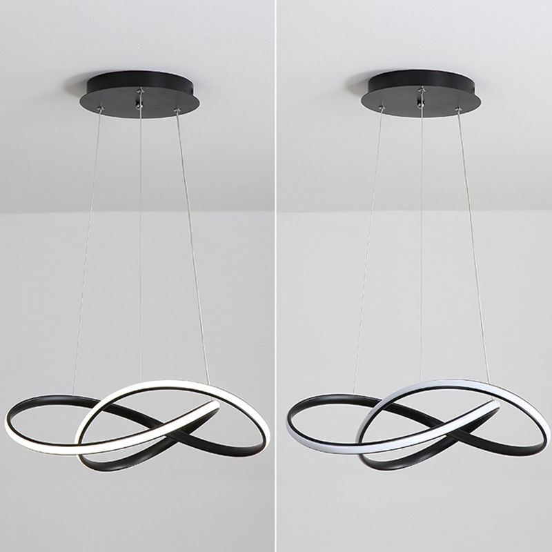 Lacquered Iron LED Pendant Light in Modern Luxury Style Acrylic Linear Chandelier for Dining Room