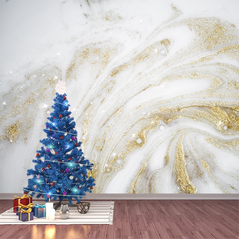 White-Gold Modernist Mural Decal Whole Jewel and Sequins Effect Wall Decor for Living Room