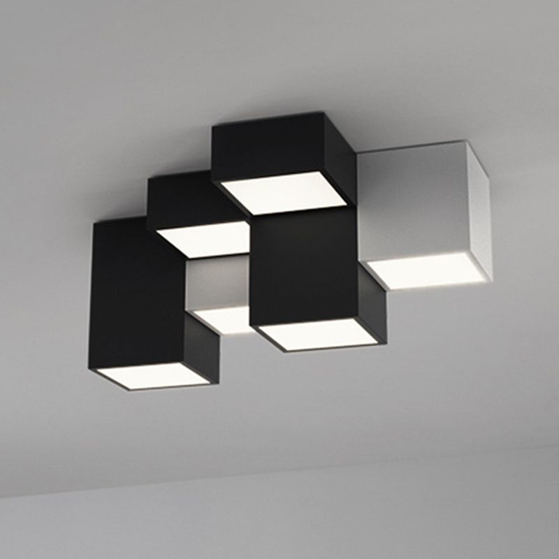Geometric Rectangular Combination LED Flush Mount Light Modern Minimalist Multi-Lights Ceiling Lamp for Bedroom Living Room