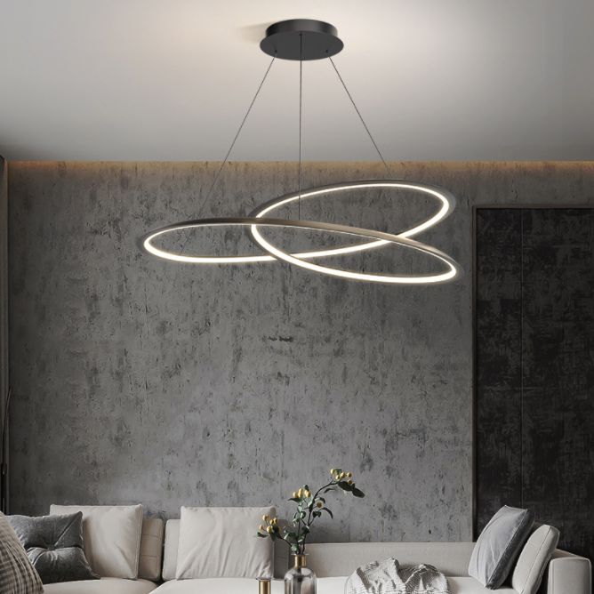 Black Aluminum Hanging Pendant Lights Contemporary Hanging Lamps for Living Room