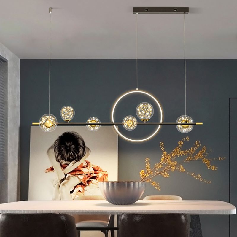 7 îlot de cuisine légère pendentif lustre linéaire Éclairage de l'île contemporaine