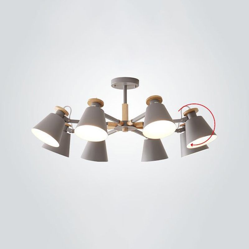 Estilo moderno de 8 luces colgantes lámparas de metal cónicos lámparas de metal cónico