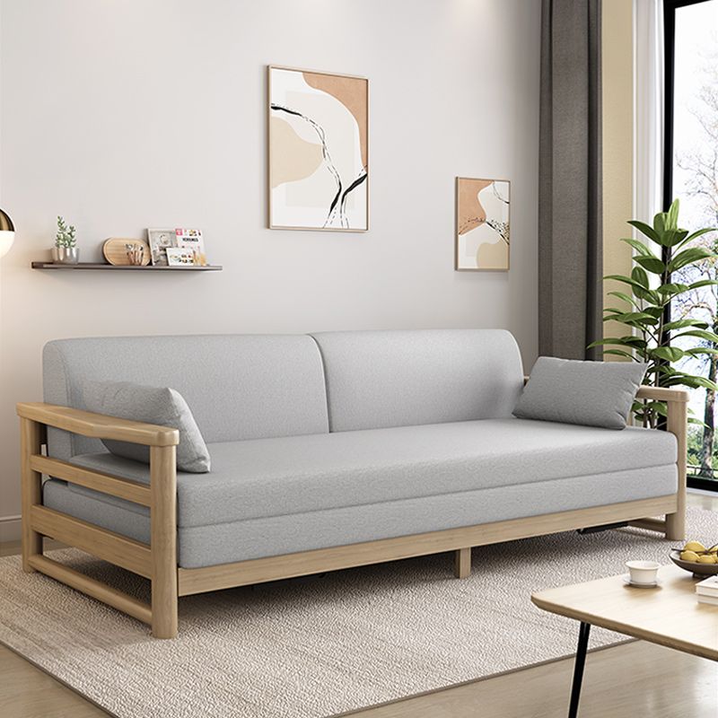 Scandinavian Linen Blend Sleeper Sofa Wood Frame Square Arm Sofa Bed