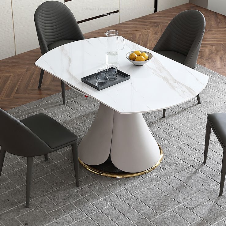 Glam 1/4/5/7 Pieces Scalable Dinette Set with White Sintered Stone Round Dining Table Set