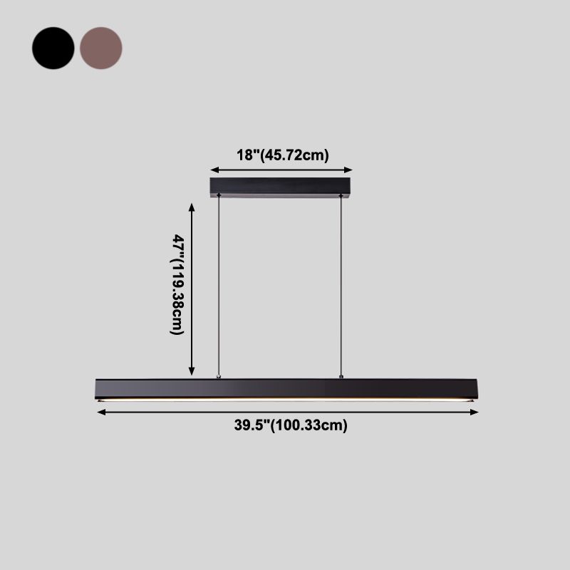 Linear Wood Island Light Fixture Modern Ceiling Pendant Light for Dining Room