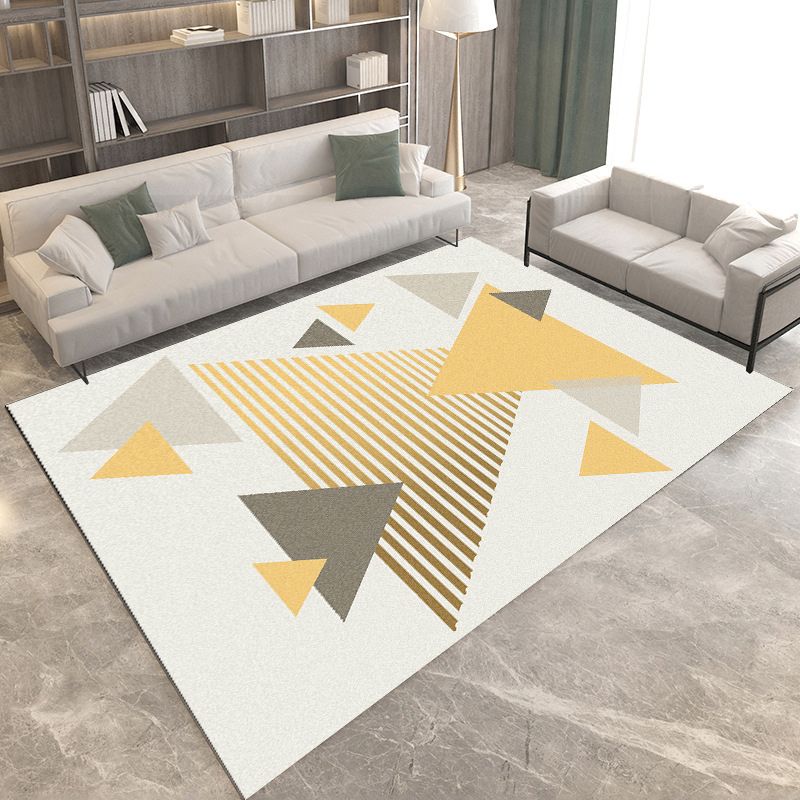 Black and Orange Bedroom Rug Modern Color Block Triangle Rectangle Pattern Area Rug Polyester Washable Carpet