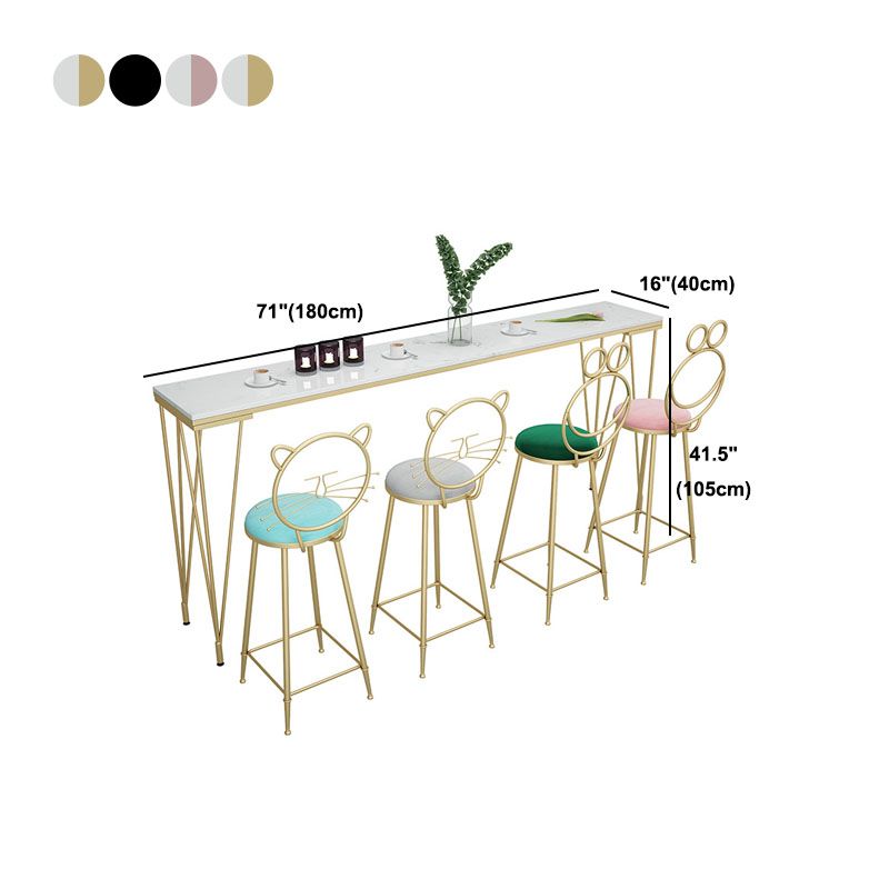 Glam Style Rectangle Bar Table Bar-Height Bistro Pub Table with 4 Legs