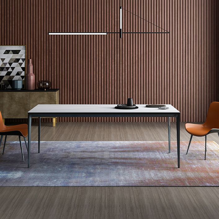 Rectangle Home Dining Table Sintered Stone Metal Frame Table with Four-leg