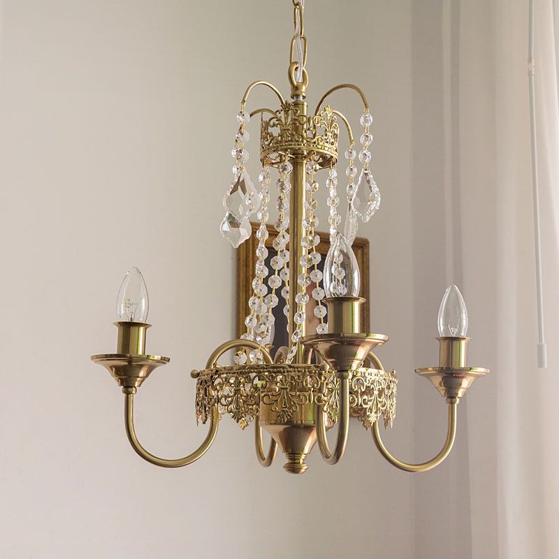 Luminaires de lustre aux bougies de style américain 5 lampes suspendues à 5 légers avec cristal