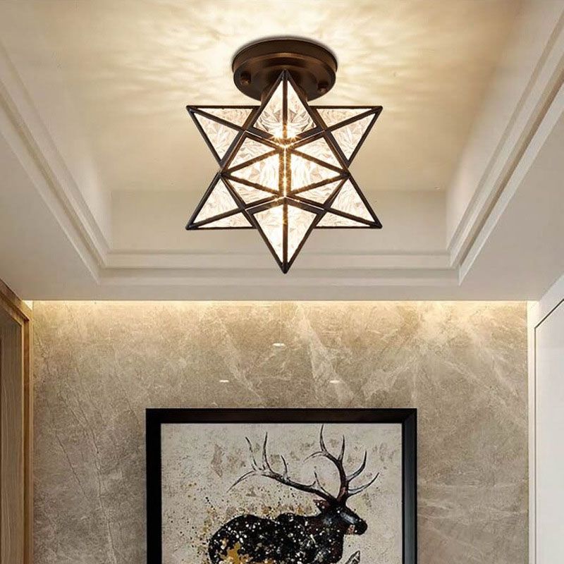 Star Semi-Flush Plafond Licht Traditioneel Plastic Plafond Mount Kroonluchter voor Slaapkamer