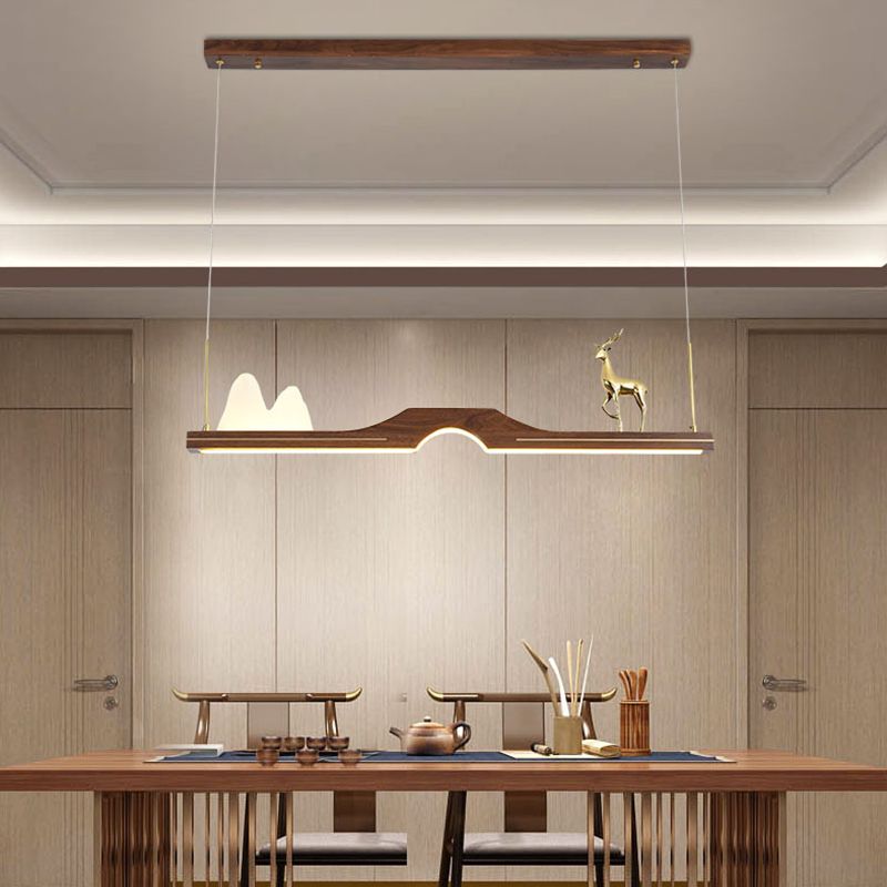 Luce artistica per arti moderna dell'isola lineare in legno scuro per sala da studio