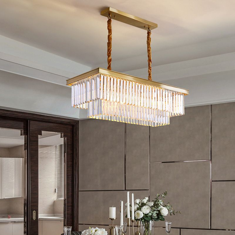 Modern Style Square Shape Island Pendants Crystal Pendant Lights for Living Room
